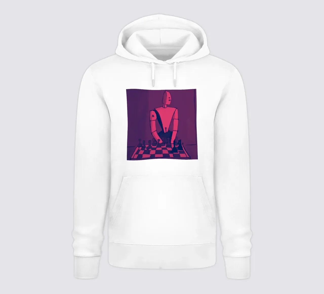 Robot on Pink Hue_Playing Chess_ETH felpa con cappuccio da Crypto_Jungle