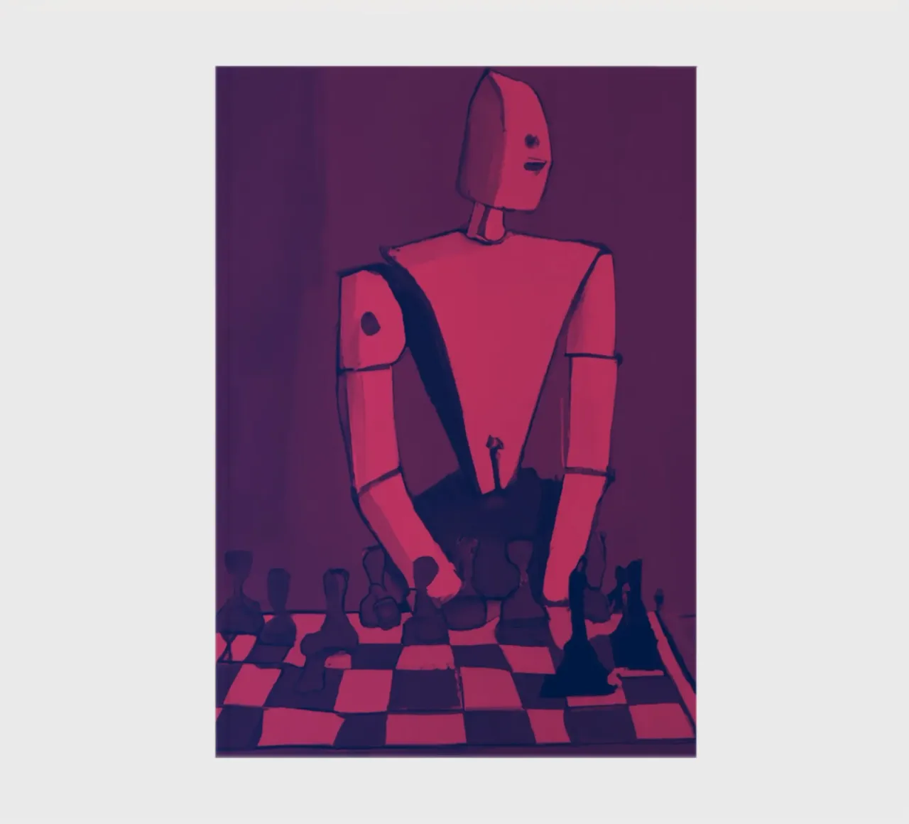 Robot on Pink Hue_Playing Chess_ETH notebook by Crypto_Jungle