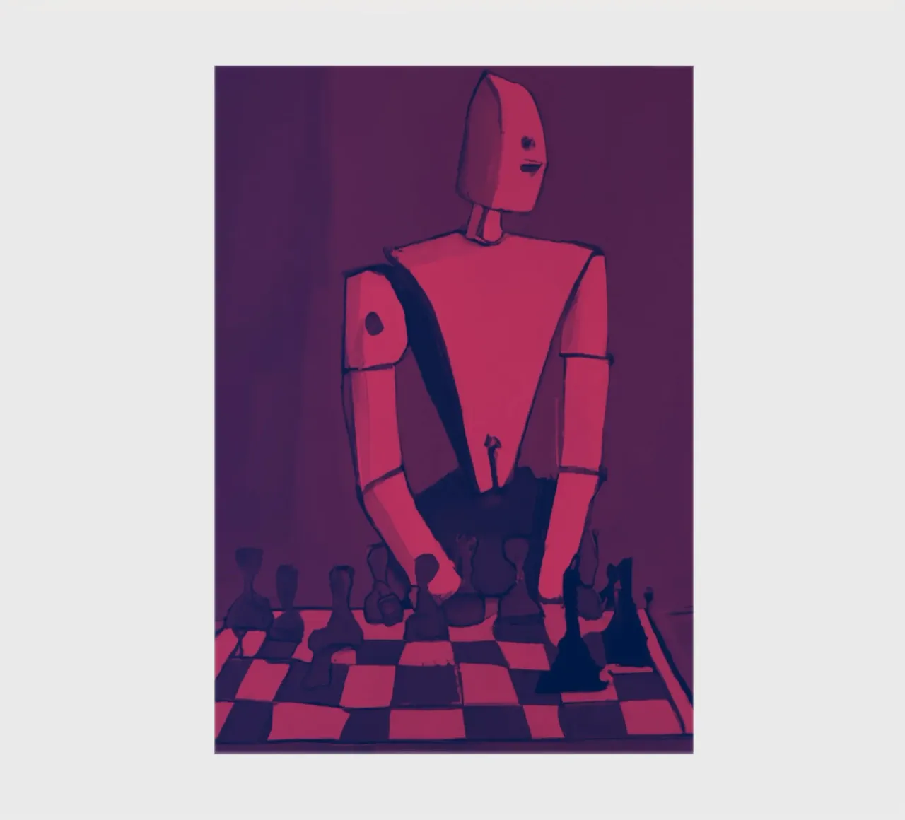 Robot on Pink Hue_Playing Chess_ETH notebook by Crypto_Jungle