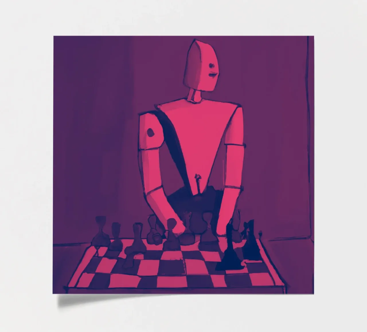 Robot on Pink Hue_Playing Chess_ETH Stickerbogen von Crypto_Jungle