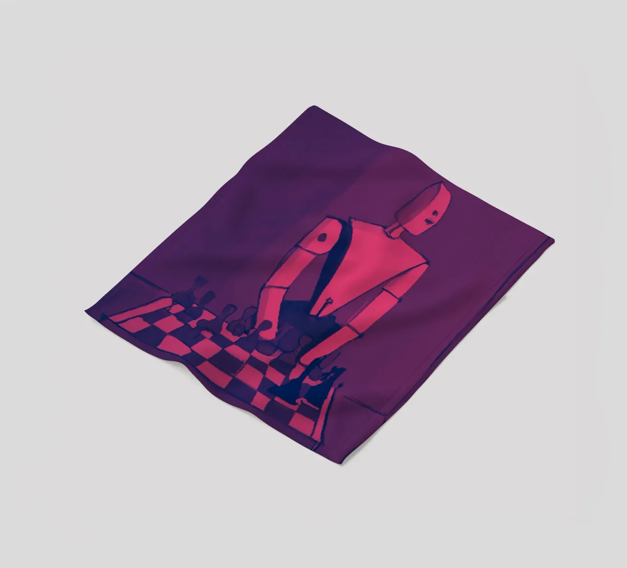 Robot on Pink Hue_Playing Chess_ETH coperta in pile da Crypto_Jungle