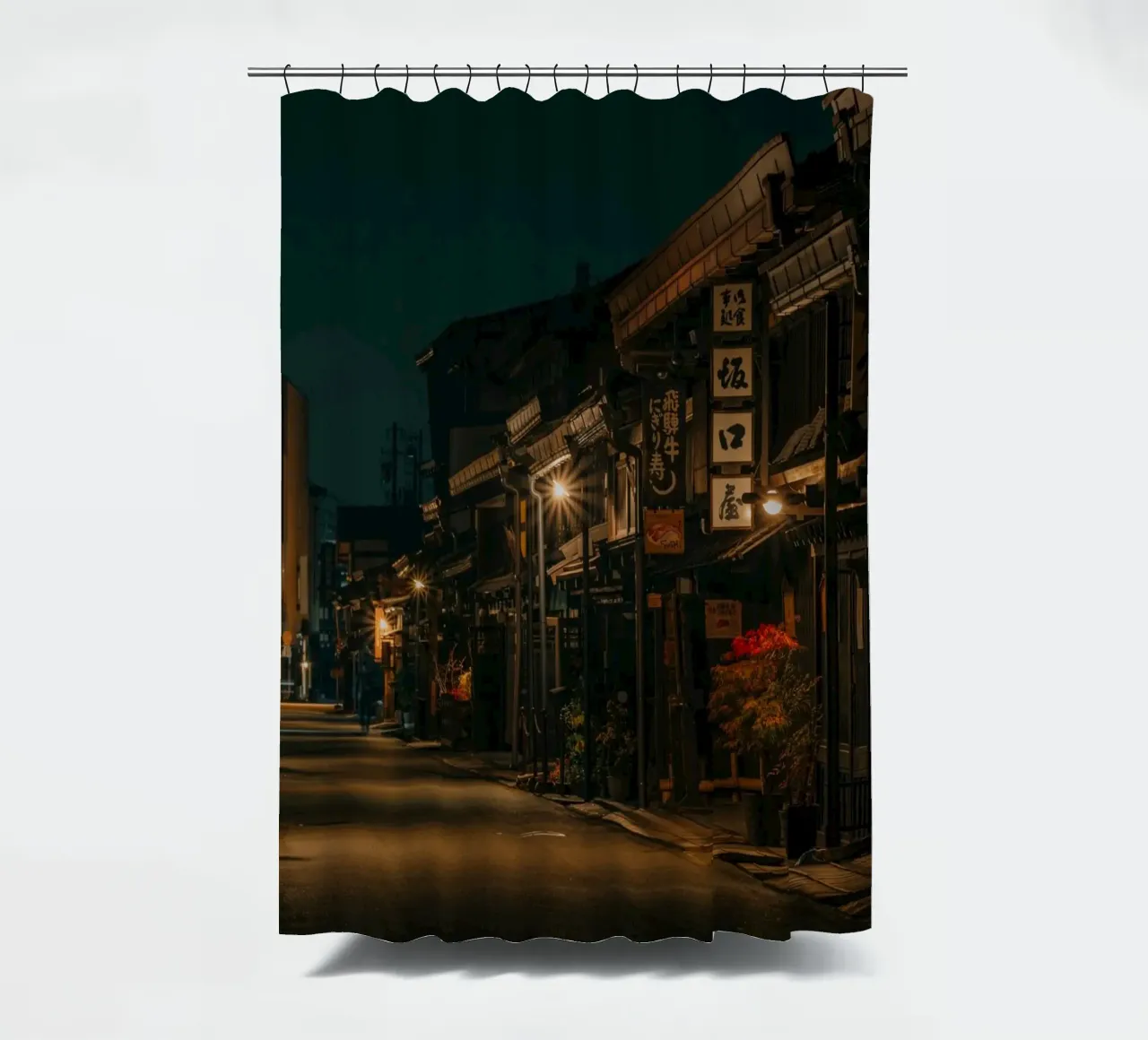 Takayama di notte, Giappone tenda da doccia da Marcel Bisig