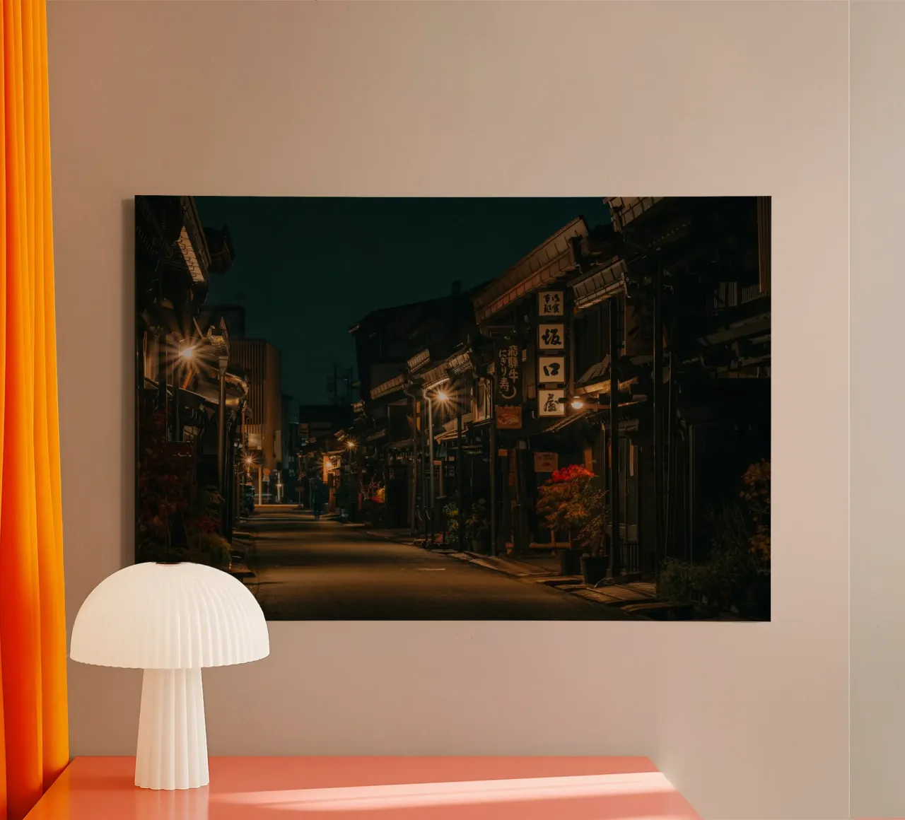 Takayama di notte, Giappone tela con Cornice a cassetta da Marcel Bisig