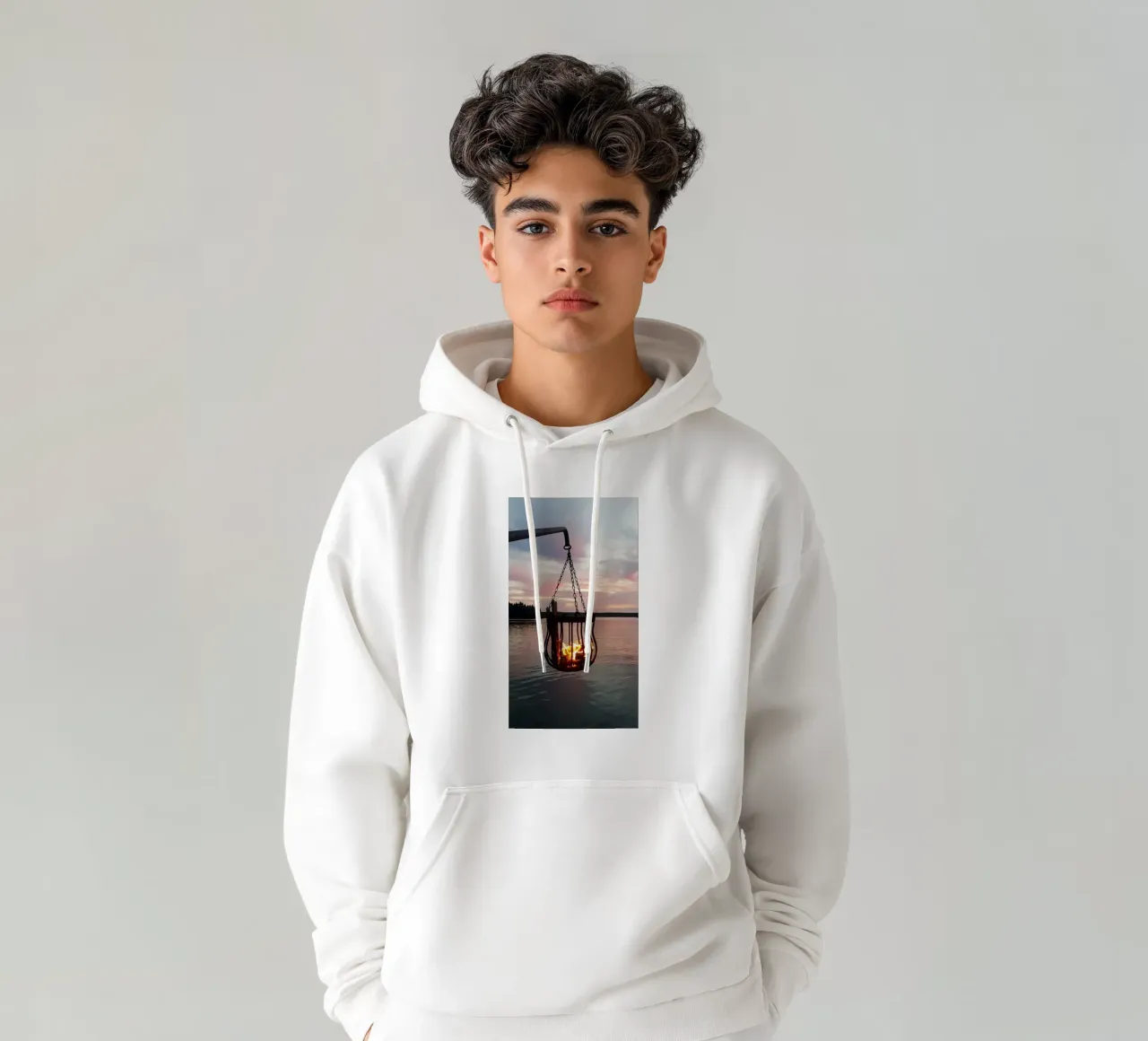 Tramonto e fuoco felpa con cappuccio da Massimo Frascogna