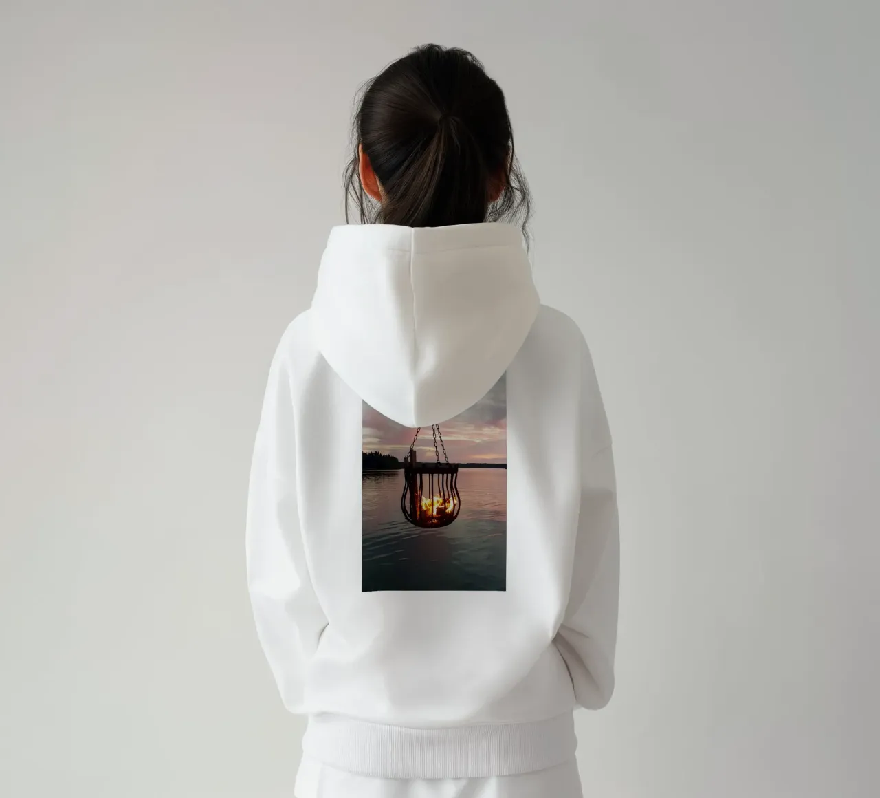 Tramonto e fuoco felpa con cappuccio da Massimo Frascogna