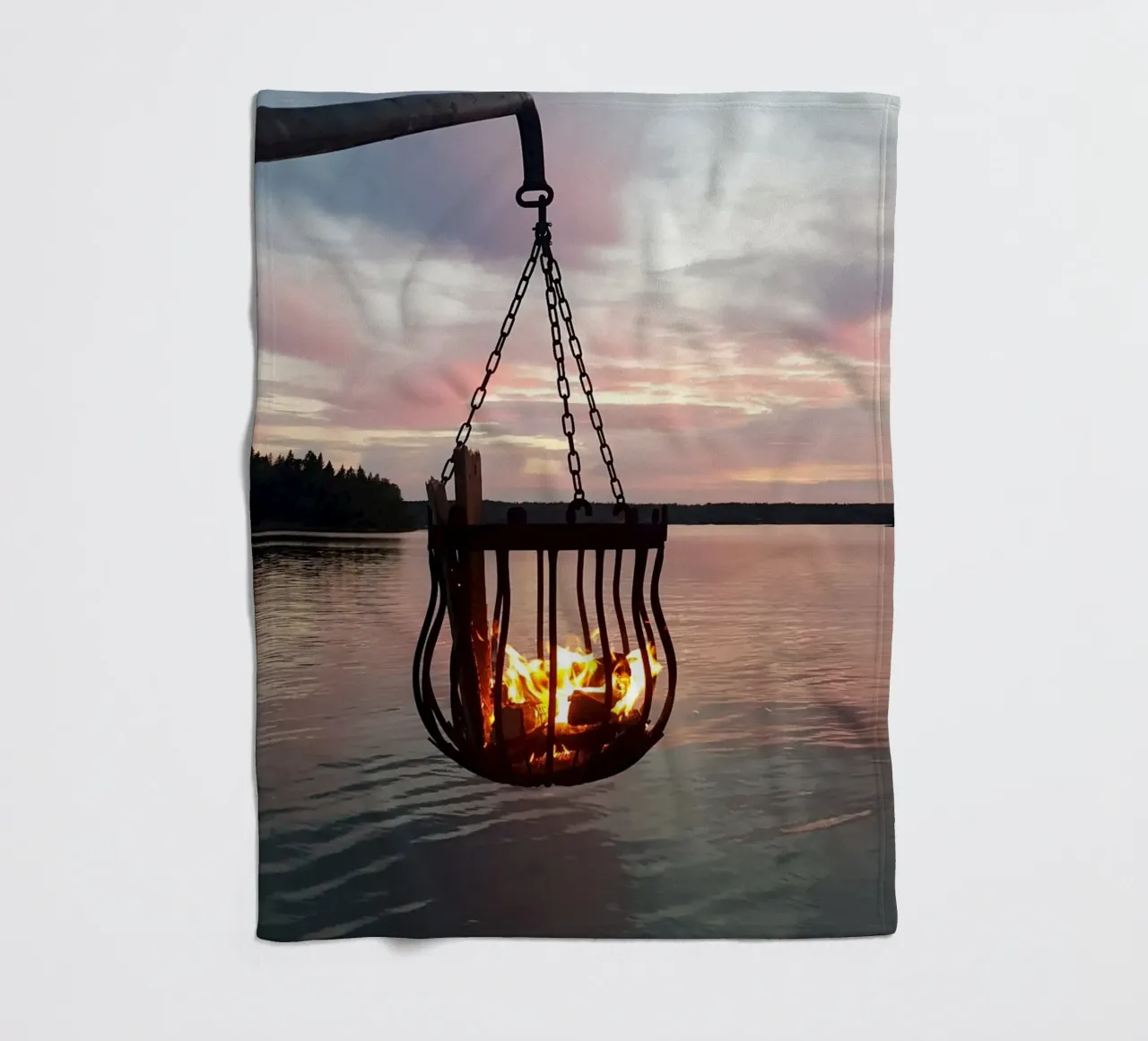 Tramonto e fuoco coperta in pile da Massimo Frascogna