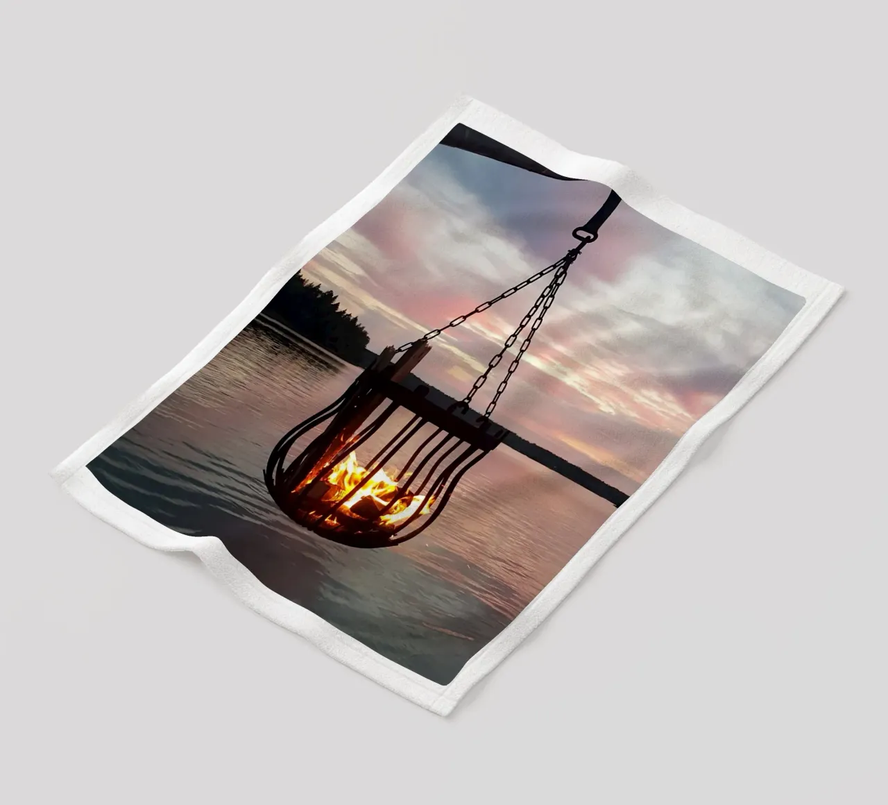 Tramonto e fuoco coperta in pile da Massimo Frascogna