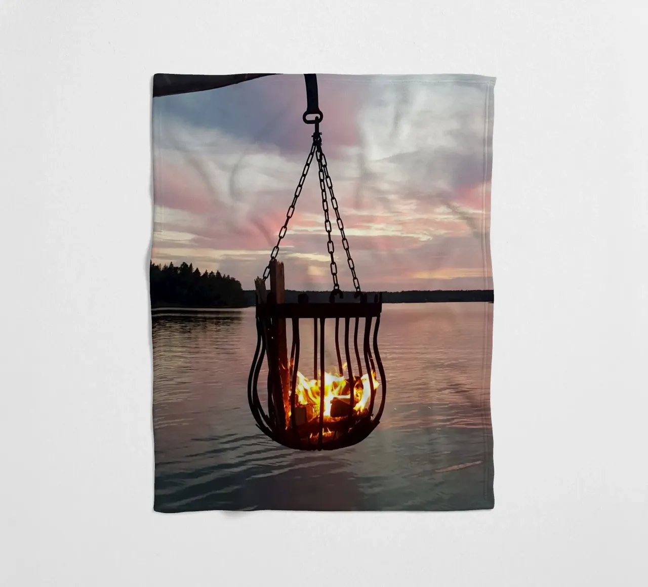 Tramonto e fuoco coperta in pile da Massimo Frascogna