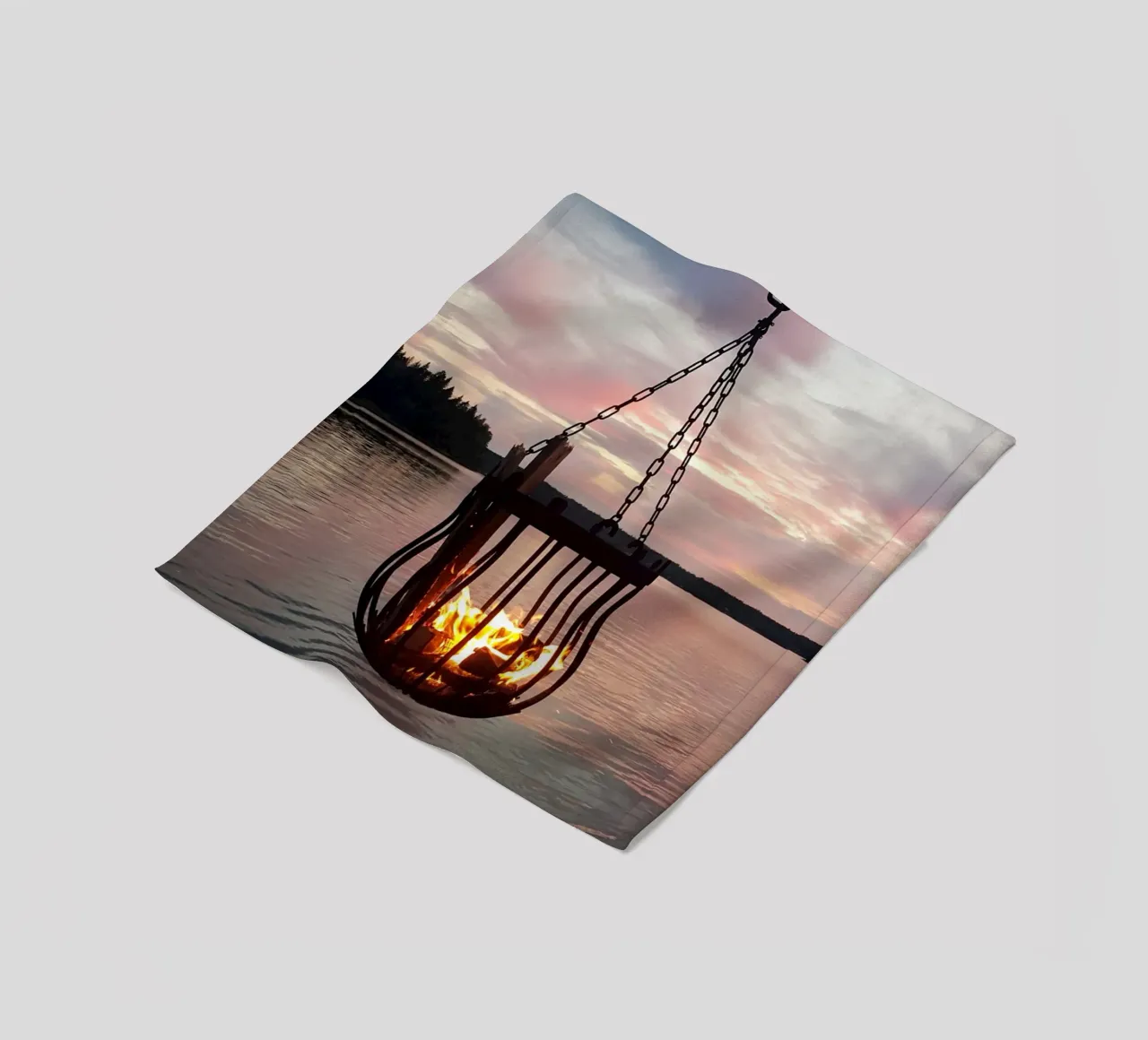 Tramonto e fuoco coperta in pile da Massimo Frascogna