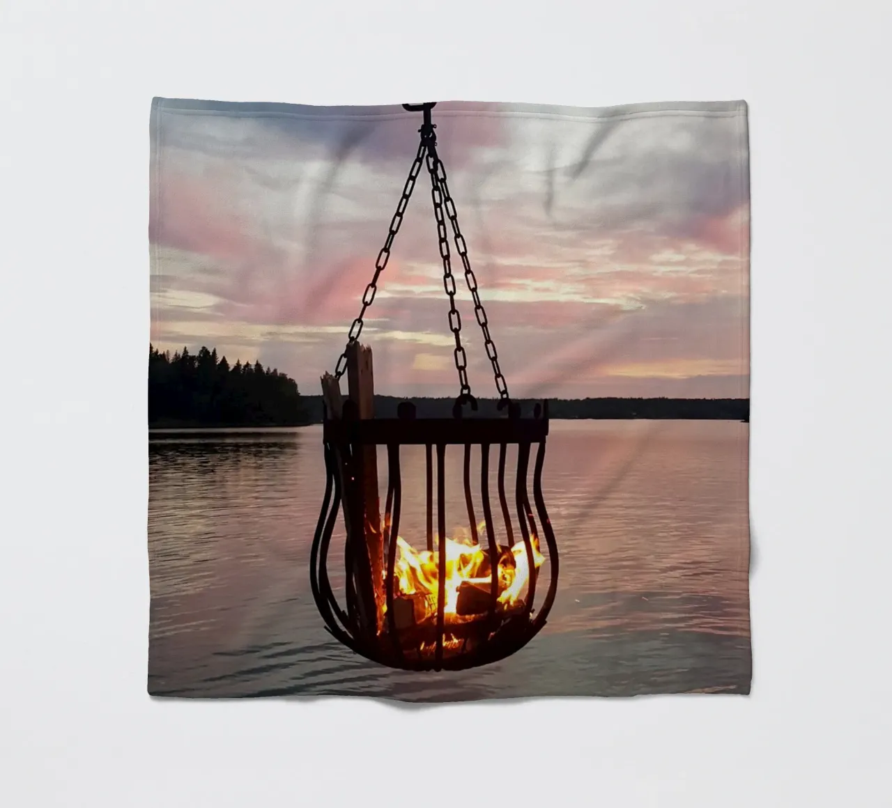 Tramonto e fuoco coperta in pile da Massimo Frascogna