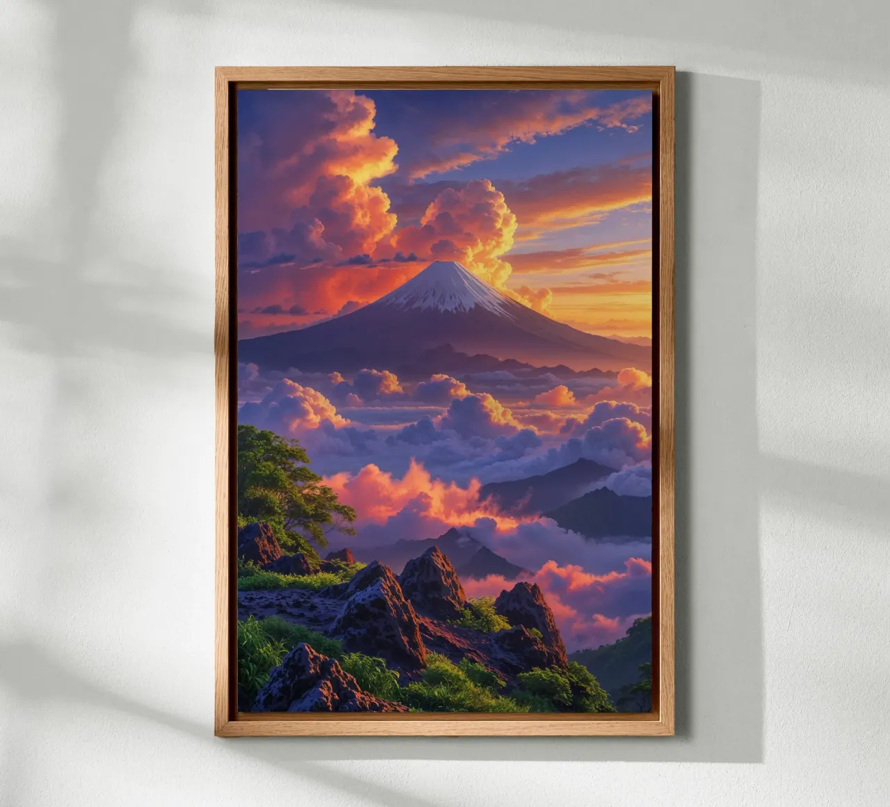 Mount Batur’s Fiery Glow Amidst Rolling Mist alluminio dibond da AlbertKlee