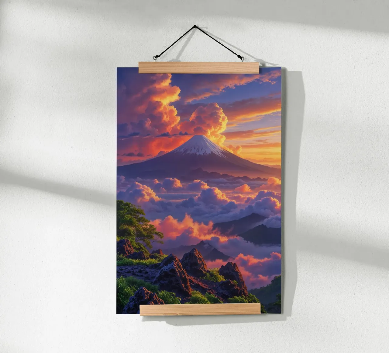 Mount Batur’s Fiery Glow Amidst Rolling Mist carta hahnemühle da AlbertKlee