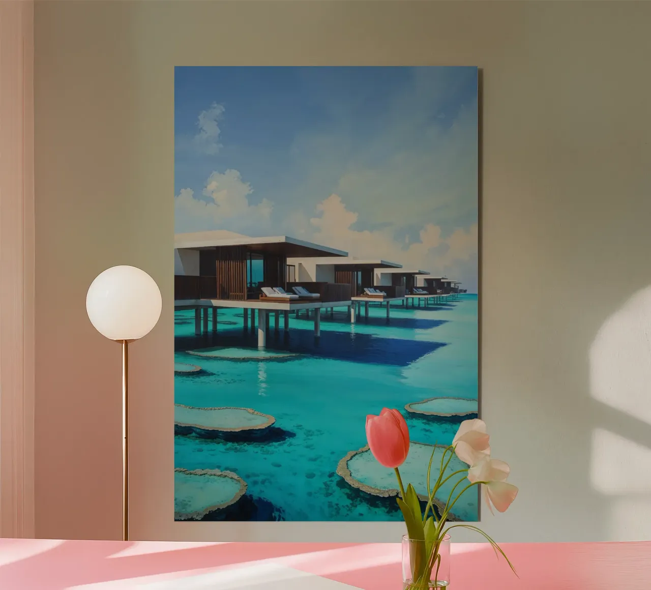 Serene Overwater Villas in a Hidden Paradise alluminio dibond da AlbertKlee