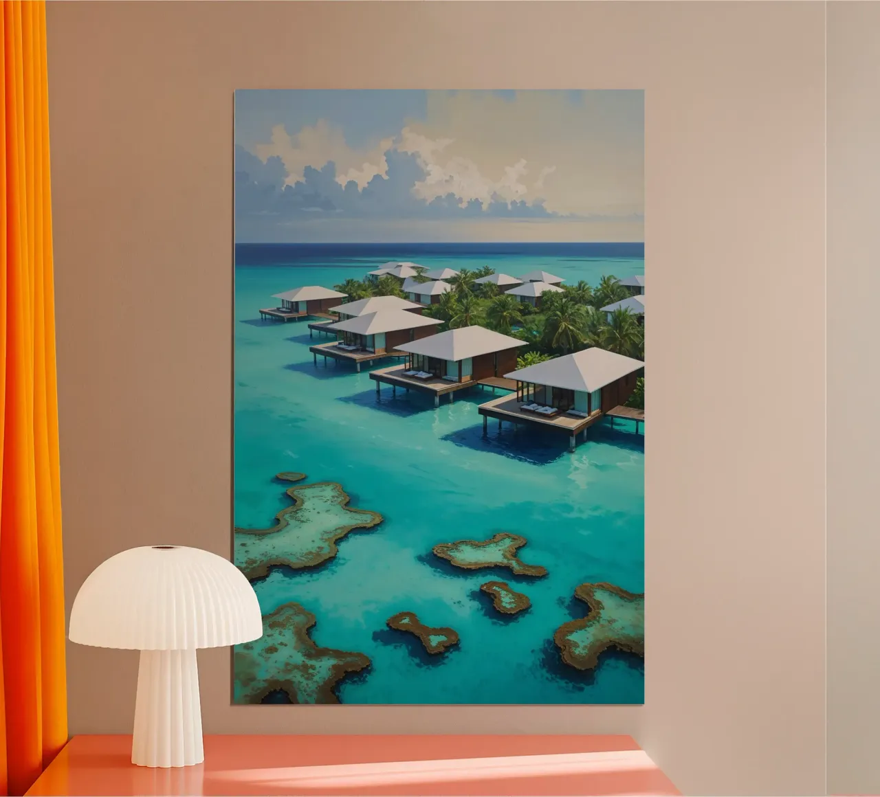 Luxury Overwater Resort Amidst Coral Reefs poster con telaio in plastica da AlbertKlee