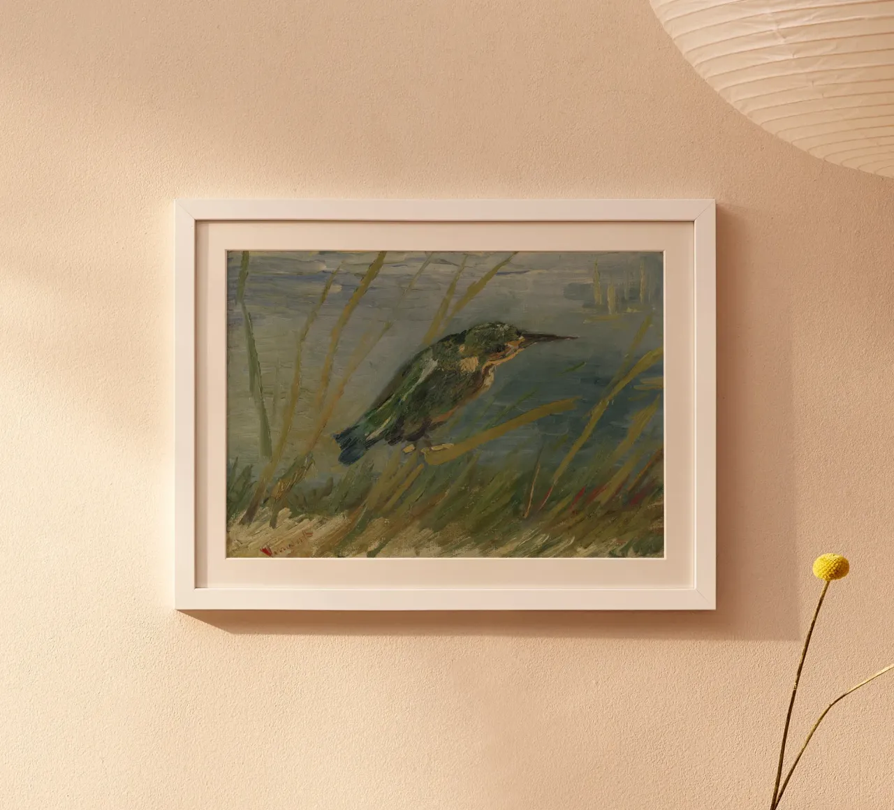 Vincent van Gogh - Il martin pescatore in riva al mare poster con telaio in plastica da Timeless Artworks