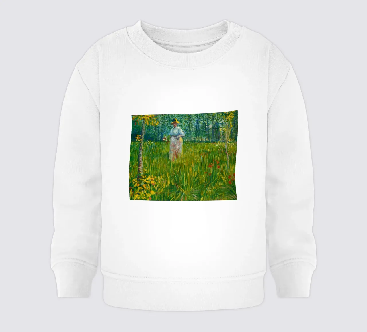 Vincent van Gogh Una donna che cammina in un giardino felpa neonato da Timeless Artworks