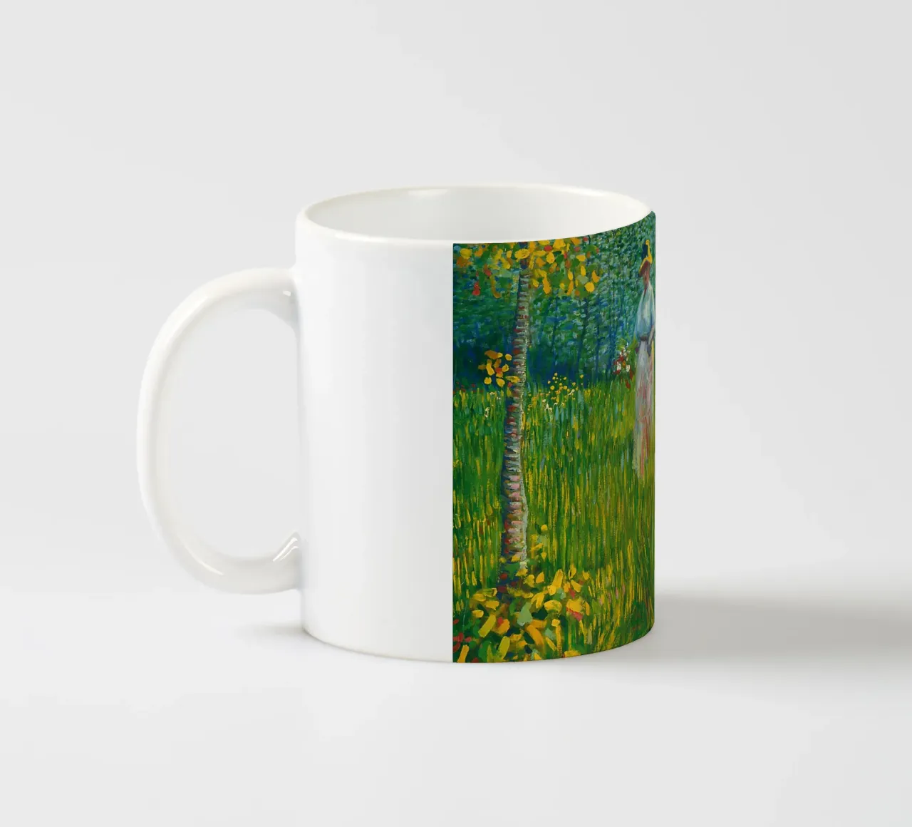 Vincent van Gogh Una donna che cammina in un giardino tazza in ceramica da Timeless Artworks