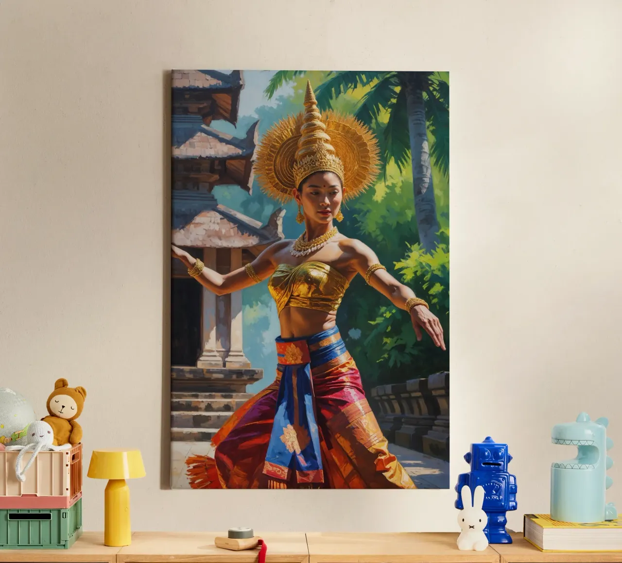Golden Rhythm of Balinese Dance tela con Cornice a cassetta da AlbertKlee