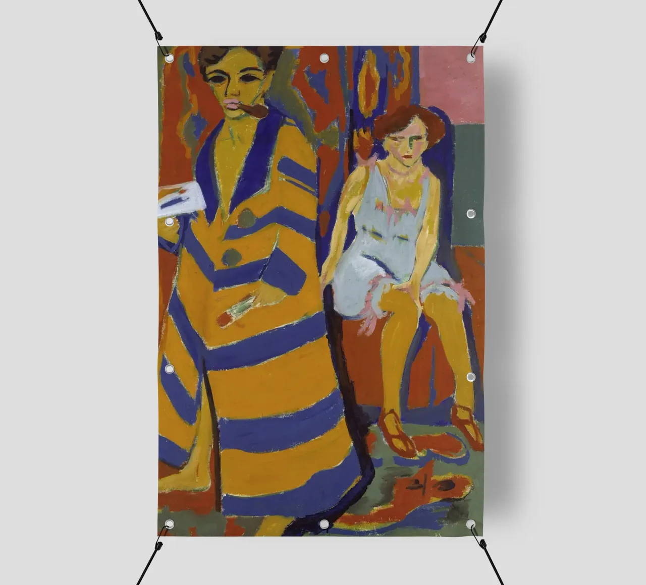 Ernst Ludwig Kirchner - Autoritratto con modella telo in pvc da Timeless Artworks