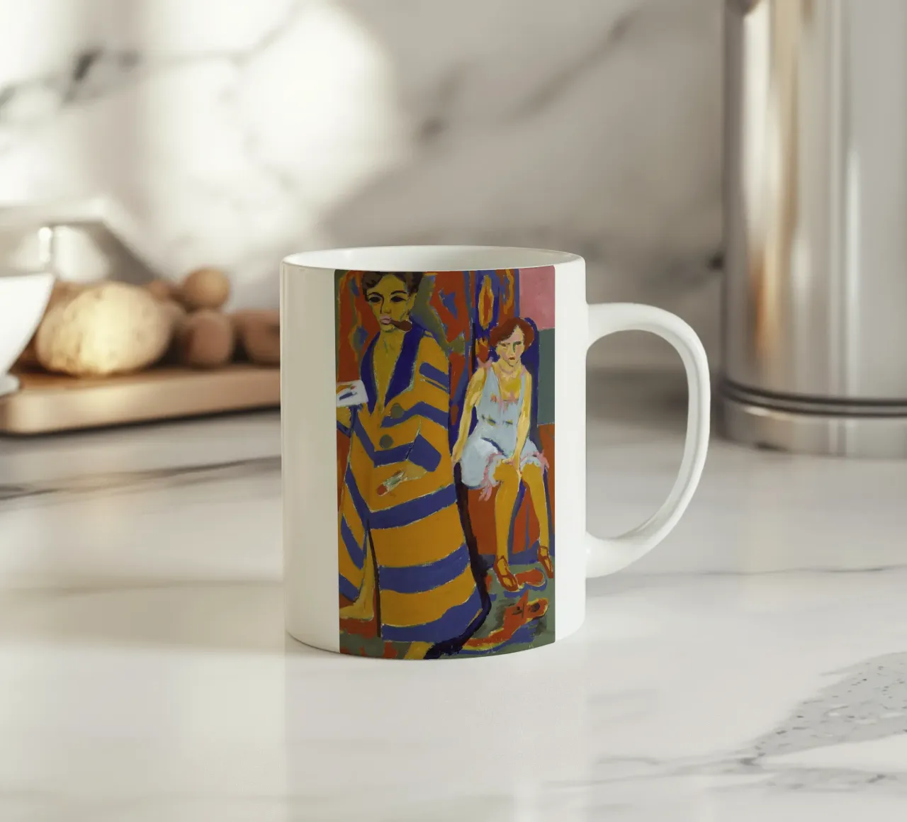 Ernst Ludwig Kirchner - Self-Portrait with a Model ceramic mug by Timeless Artworks