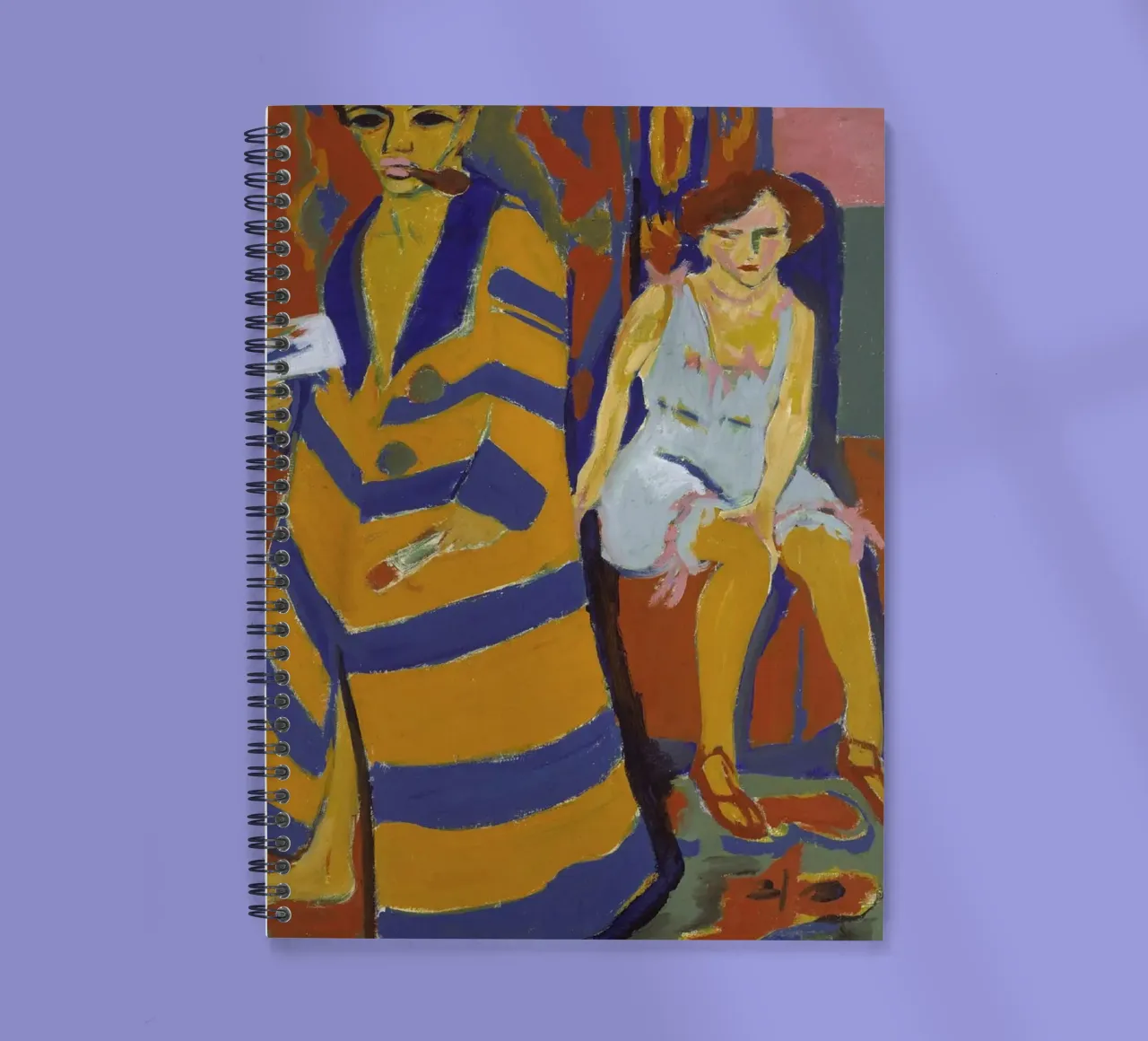 Ernst Ludwig Kirchner - Self-Portrait with a Model spiral notebook by Timeless Artworks