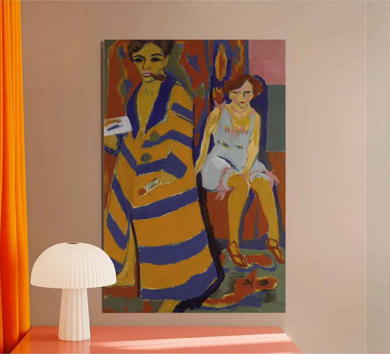 Ernst Ludwig Kirchner - Self-Portrait with a Model alu-dibond by Timeless Artworks