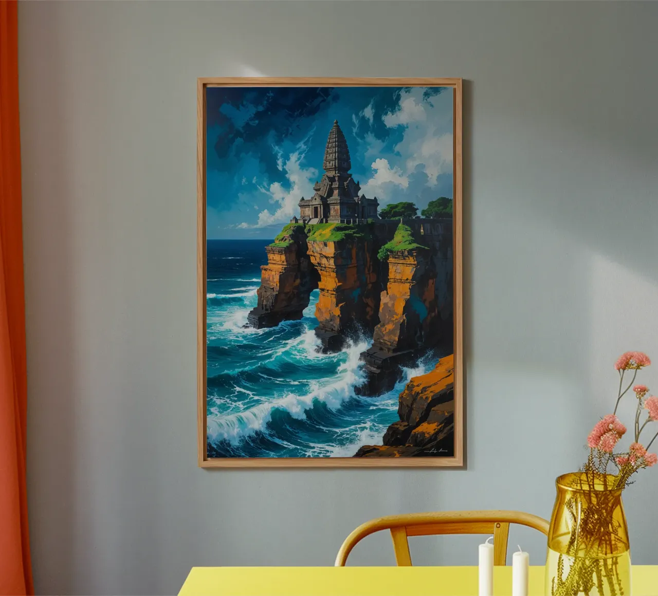 Temple of Uluwatu Amidst Ocean Waves alluminio dibond da AlbertKlee