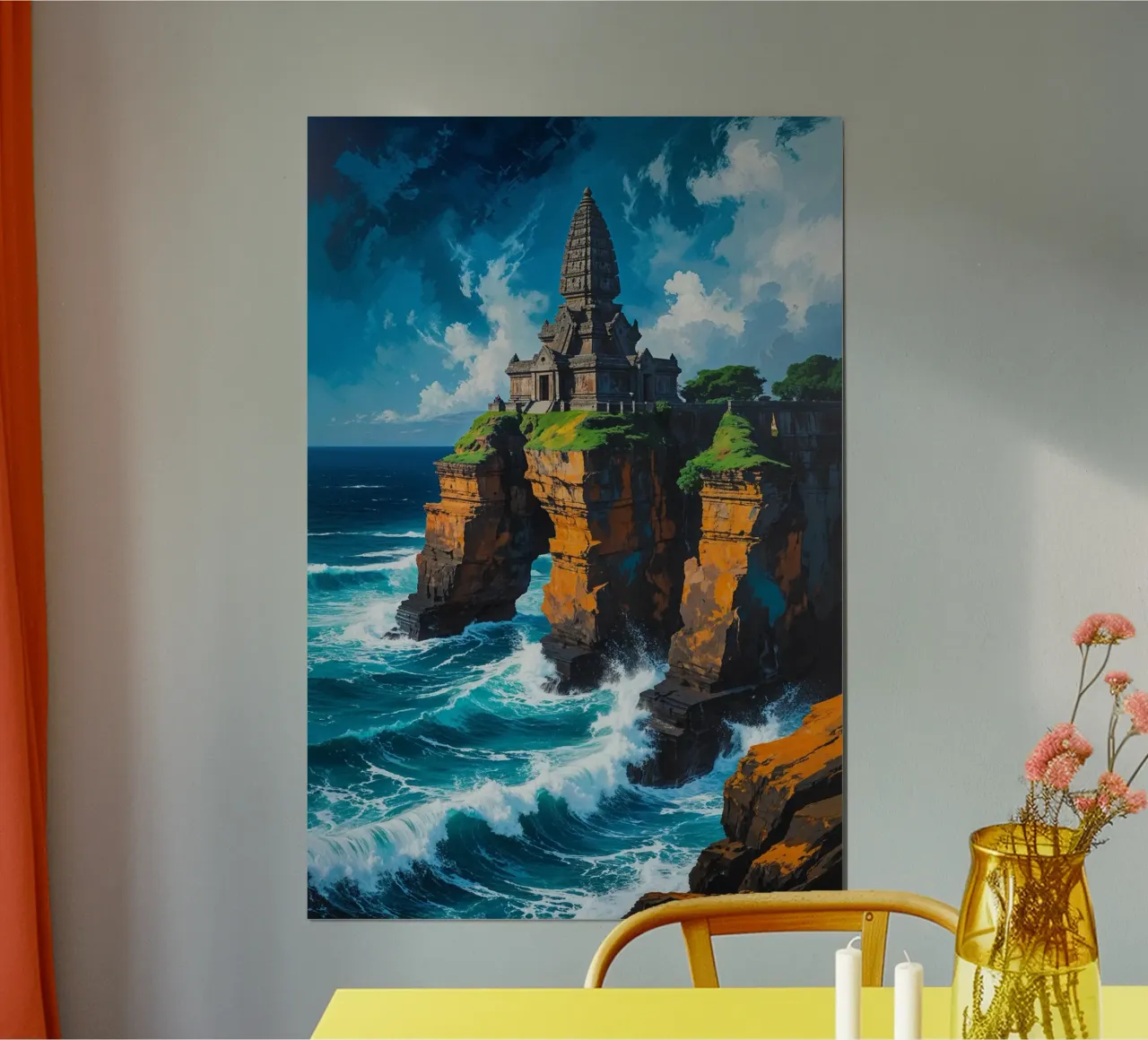 Temple of Uluwatu Amidst Ocean Waves carta hahnemühle da AlbertKlee