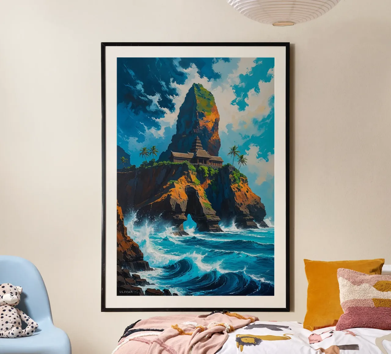 Sunset at Uluwatu Temple’s Majestic Cliffs poster da AlbertKlee