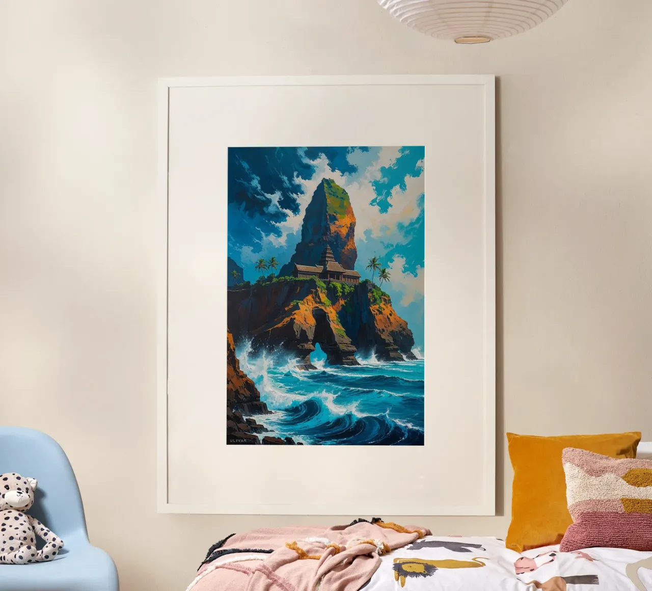 Sunset at Uluwatu Temple’s Majestic Cliffs poster da AlbertKlee