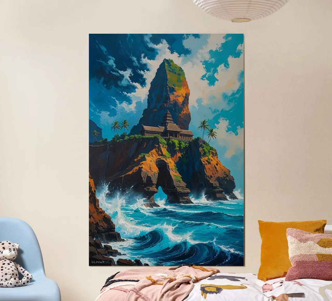 Sunset at Uluwatu Temple’s Majestic Cliffs poster da AlbertKlee