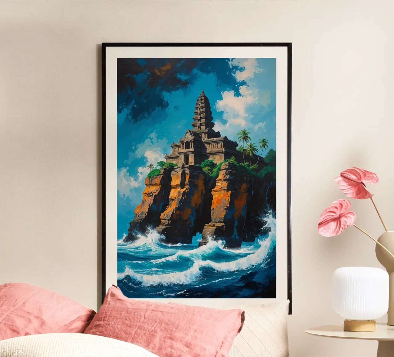 Stormy Waves Embrace Uluwatu Temple Hahnemühle von AlbertKlee