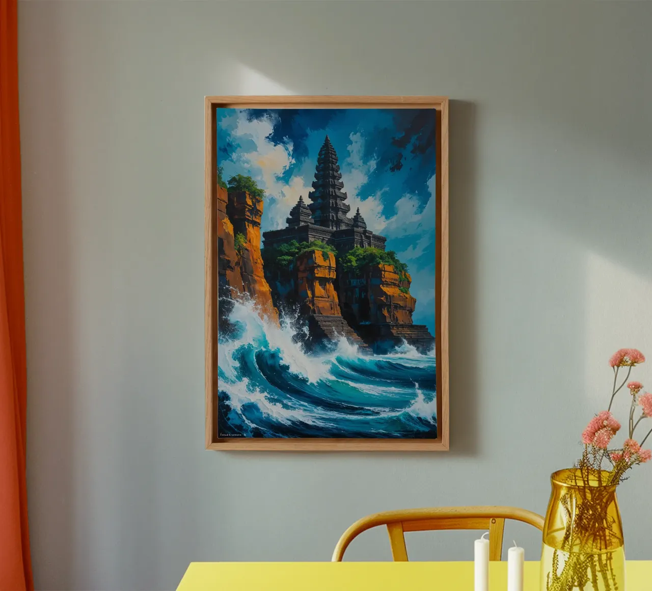 Uluwatu Temple: A Sacred Oasis on the Cliffs tela con Cornice a cassetta da AlbertKlee