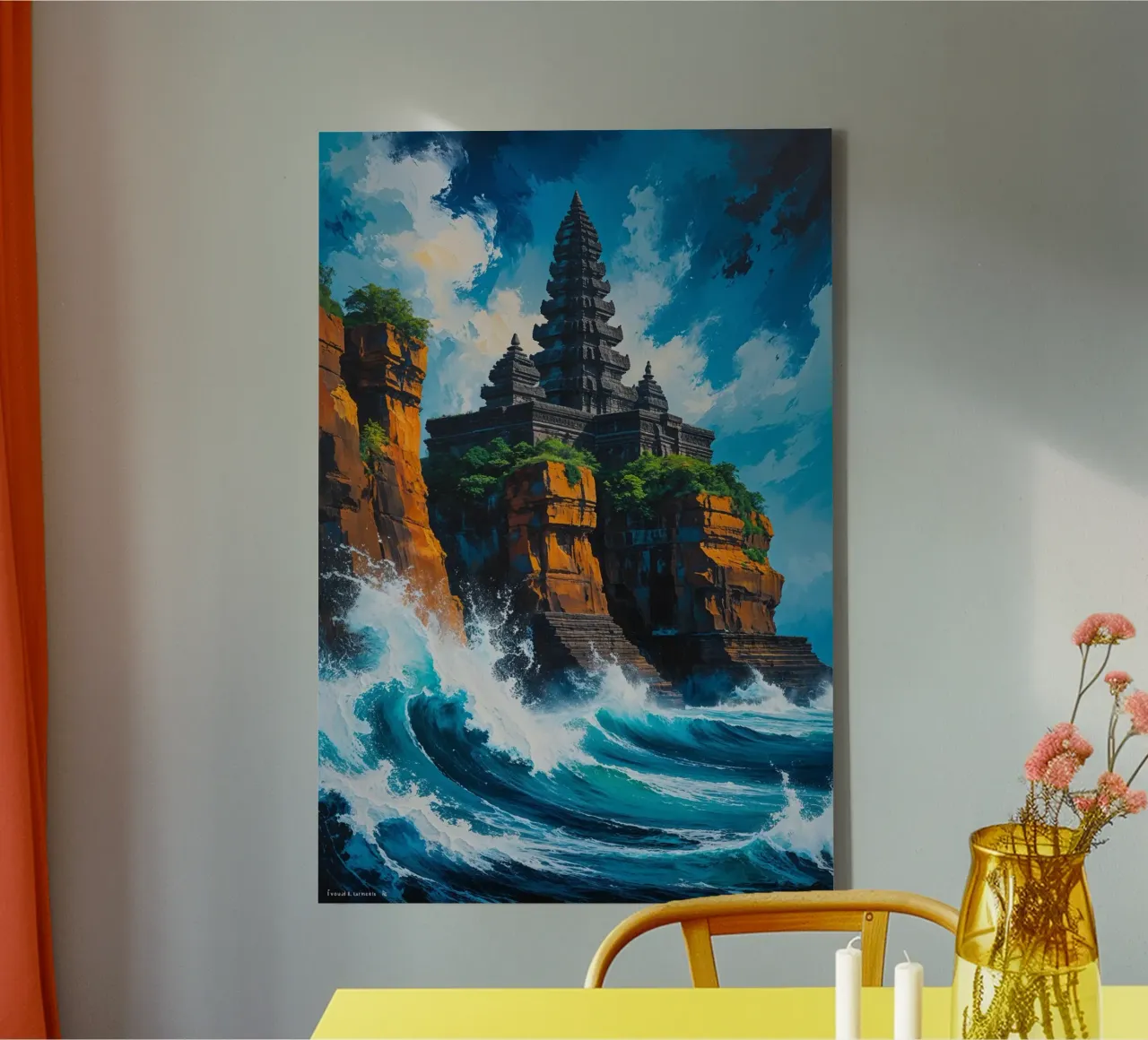Uluwatu Temple: A Sacred Oasis on the Cliffs tela con Cornice a cassetta da AlbertKlee