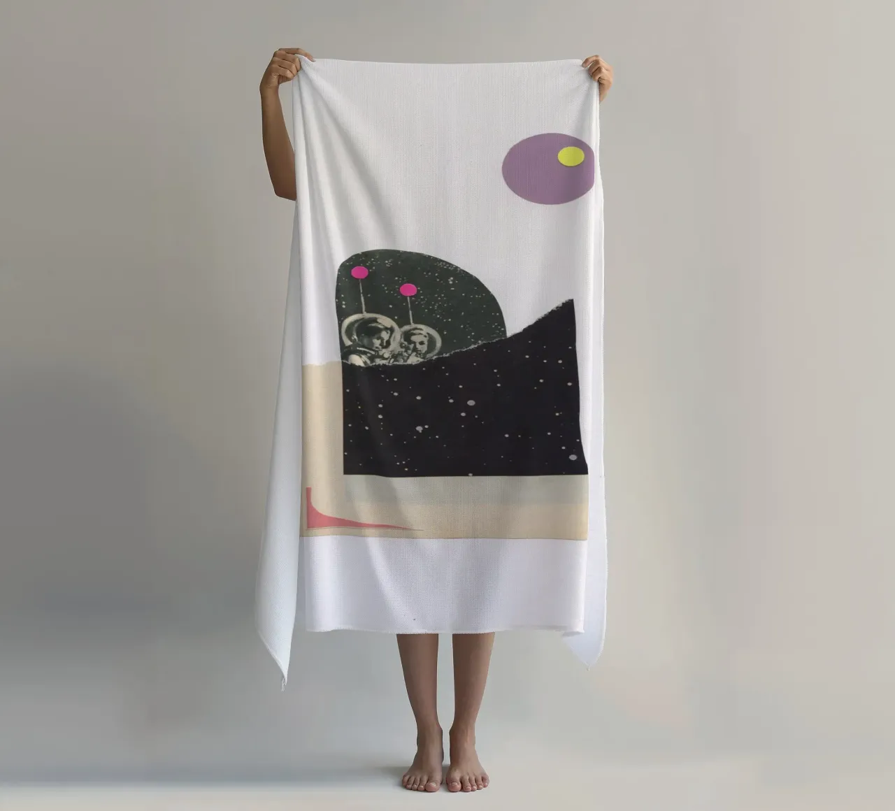 Space Children beach towel by Cassia Beck Collage
