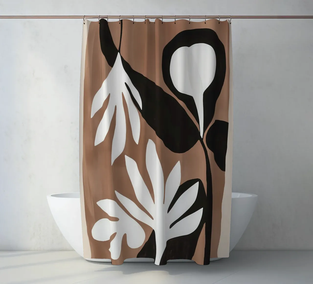 Botanical fantasy in boho style Mocha Mousse shower curtain by Autofocus
