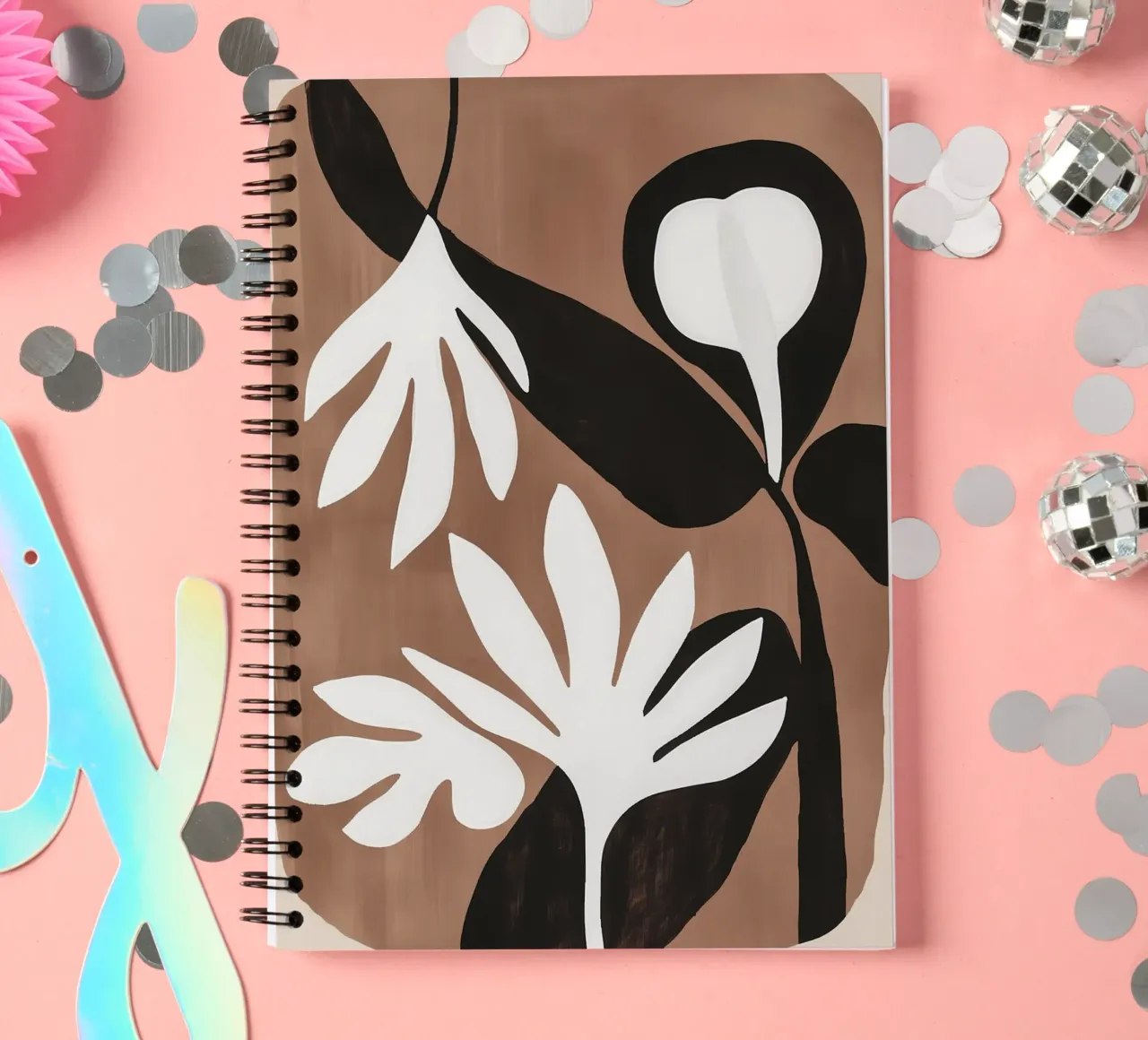 Botanical fantasy in boho style Mocha Mousse spiral notebook by Autofocus