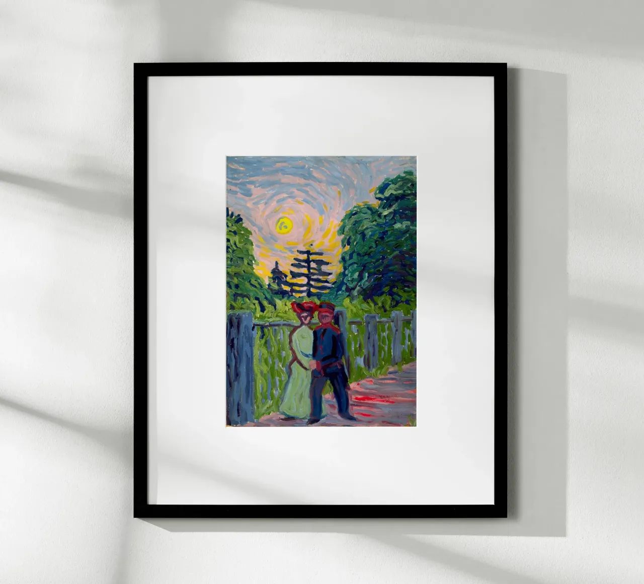 Ernst Ludwig Kirchner - Soldato e cameriera al sorgere del sole poster con telaio in legno da Timeless Artworks
