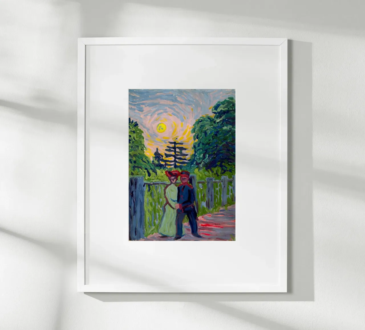 Ernst Ludwig Kirchner - Soldato e cameriera al sorgere del sole poster con telaio in legno da Timeless Artworks