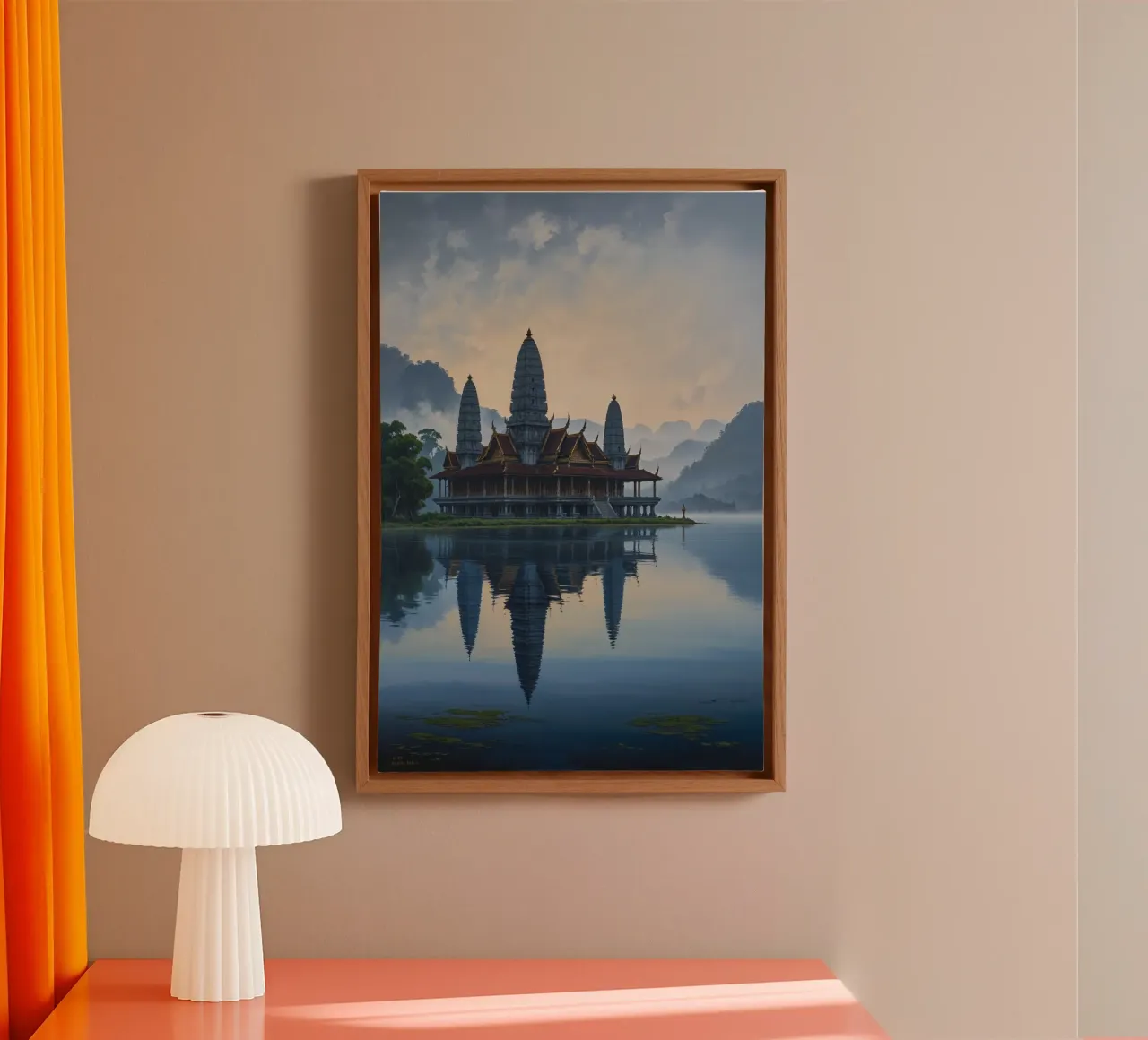 Mystical Ulun Danu Beratan Temple at Sunrise canvas met Baklijst van AlbertKlee