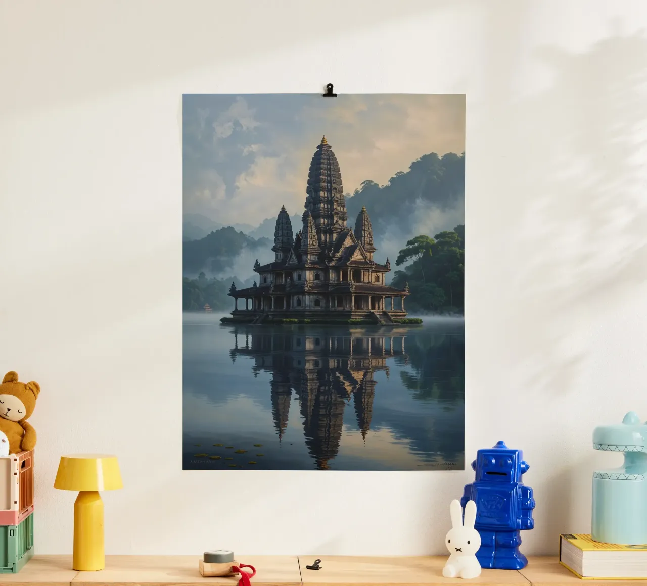 Serene Beauty of Ulun Danu Beratan Temple carta hahnemühle da AlbertKlee