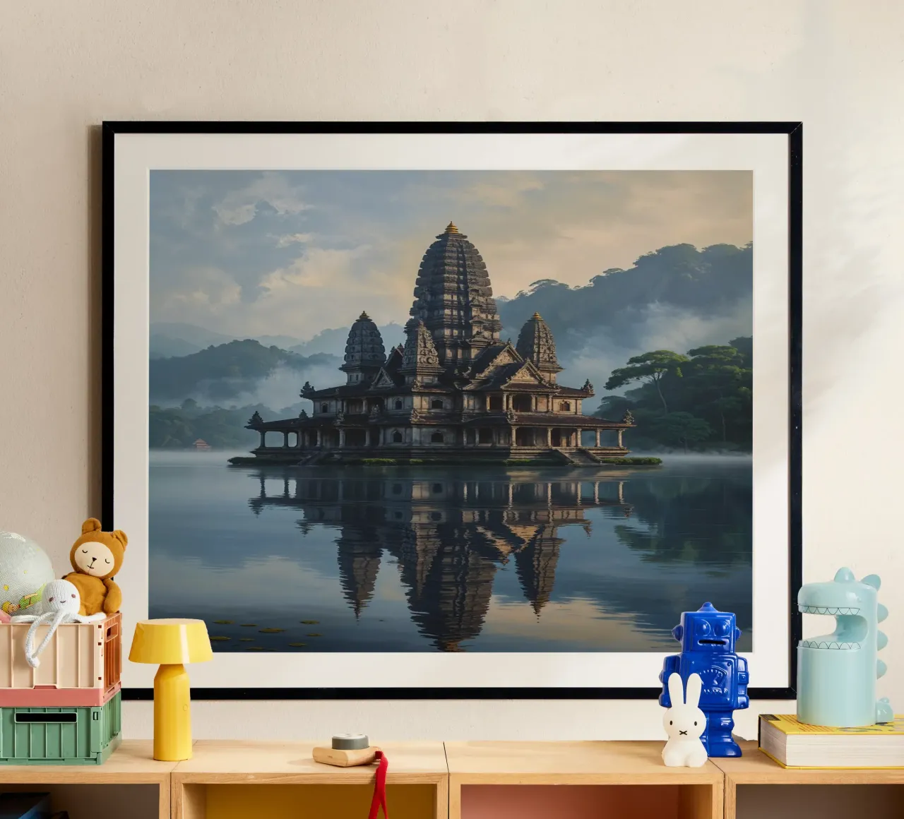 Serene Beauty of Ulun Danu Beratan Temple carta hahnemühle da AlbertKlee