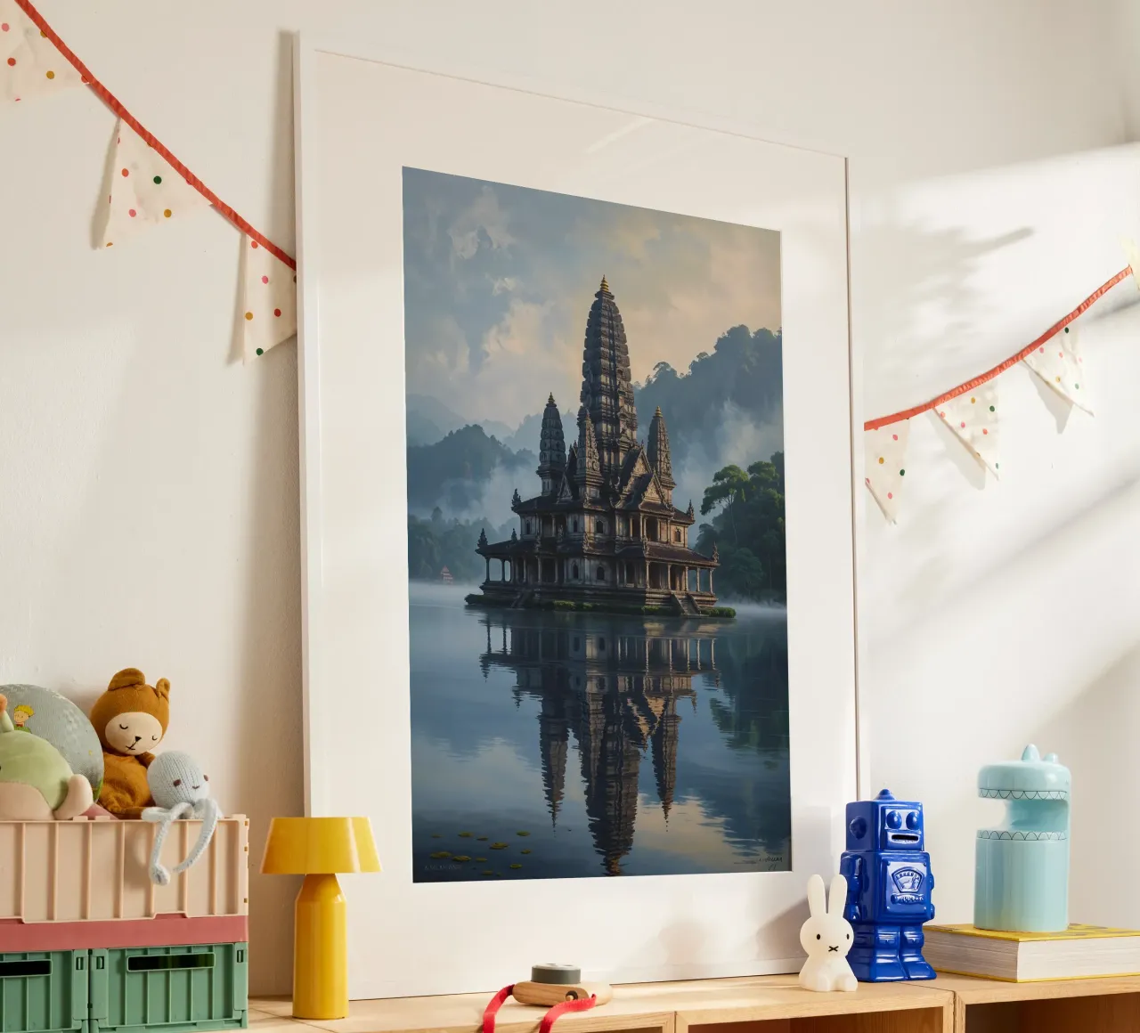 Serene Beauty of Ulun Danu Beratan Temple carta hahnemühle da AlbertKlee
