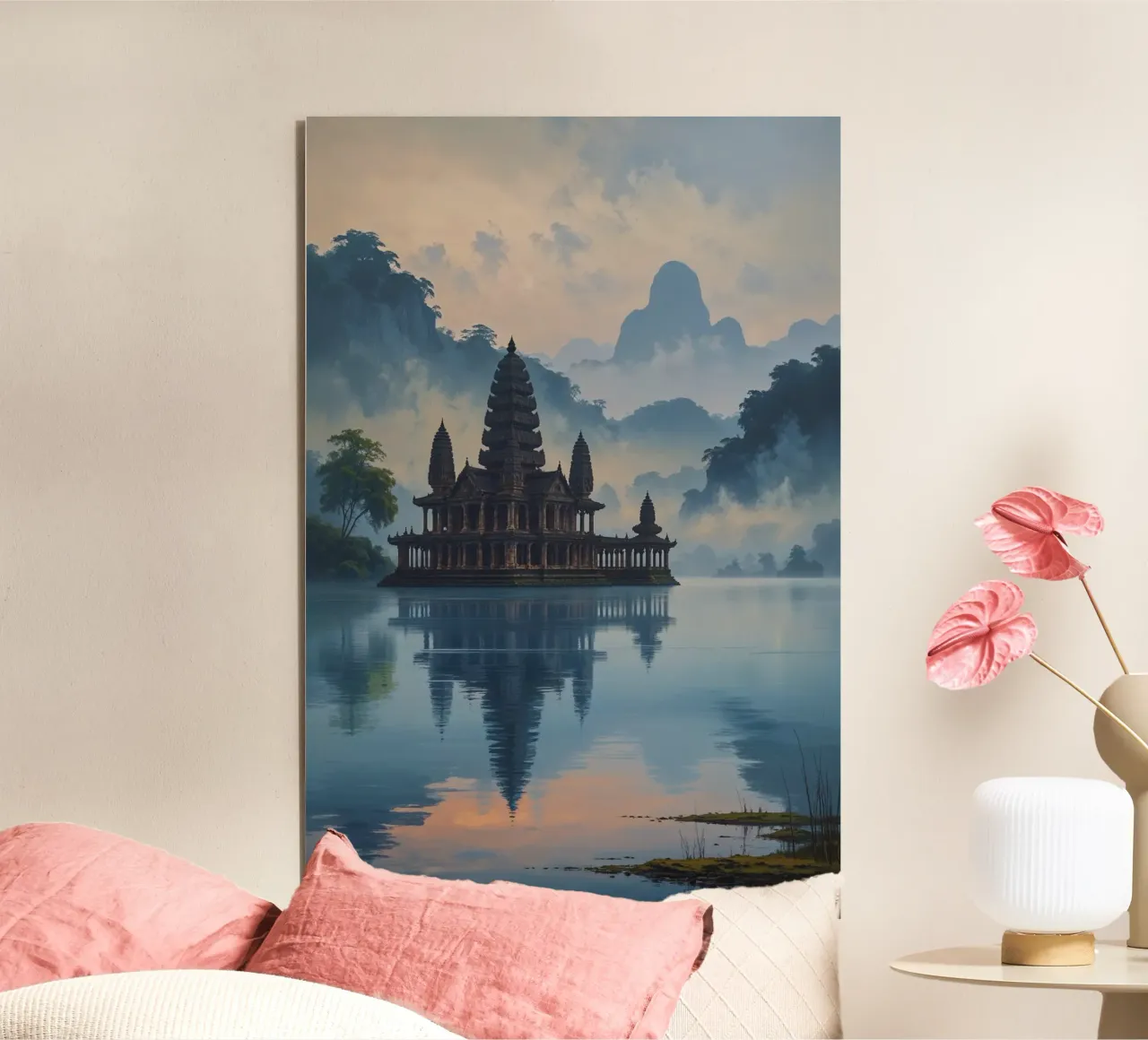 Dreamy Ulun Danu Beratan Temple on Water alluminio dibond da AlbertKlee