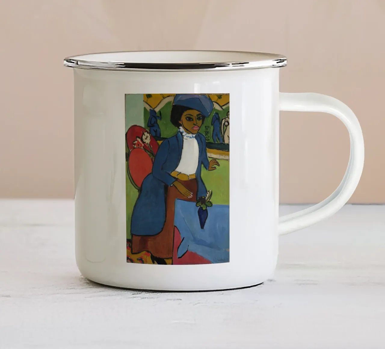 Ernst Ludwig Kirchner - Ritratto di donna tazza in smalto da Timeless Artworks