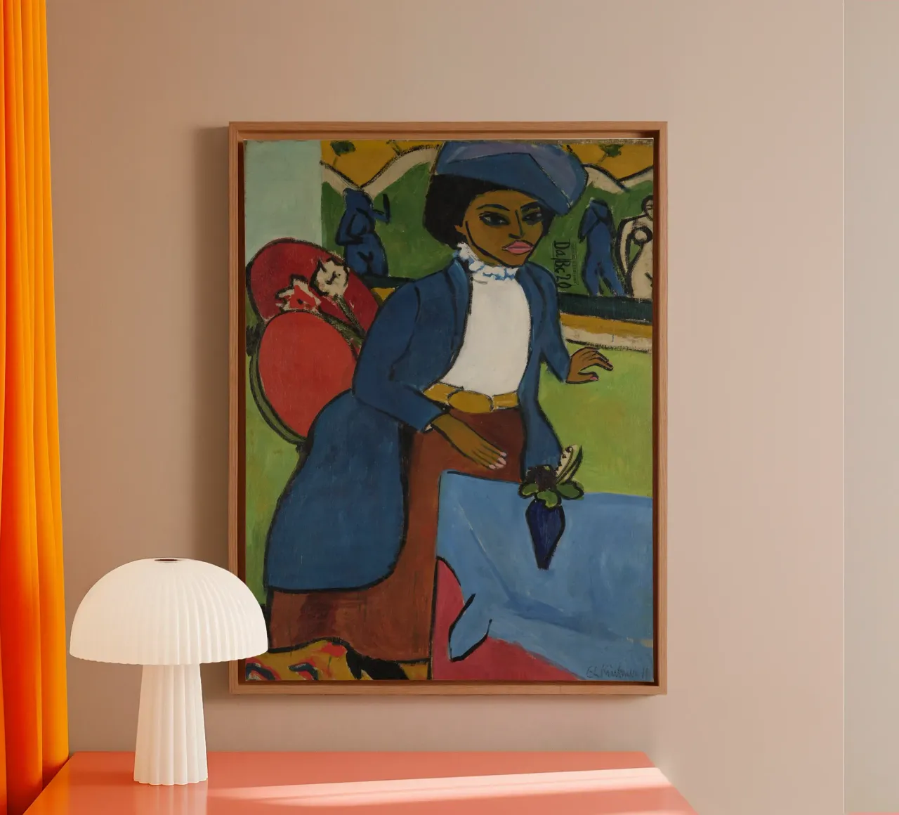 Ernst Ludwig Kirchner - Portret van een vrouw canvas met Baklijst van Timeless Artworks