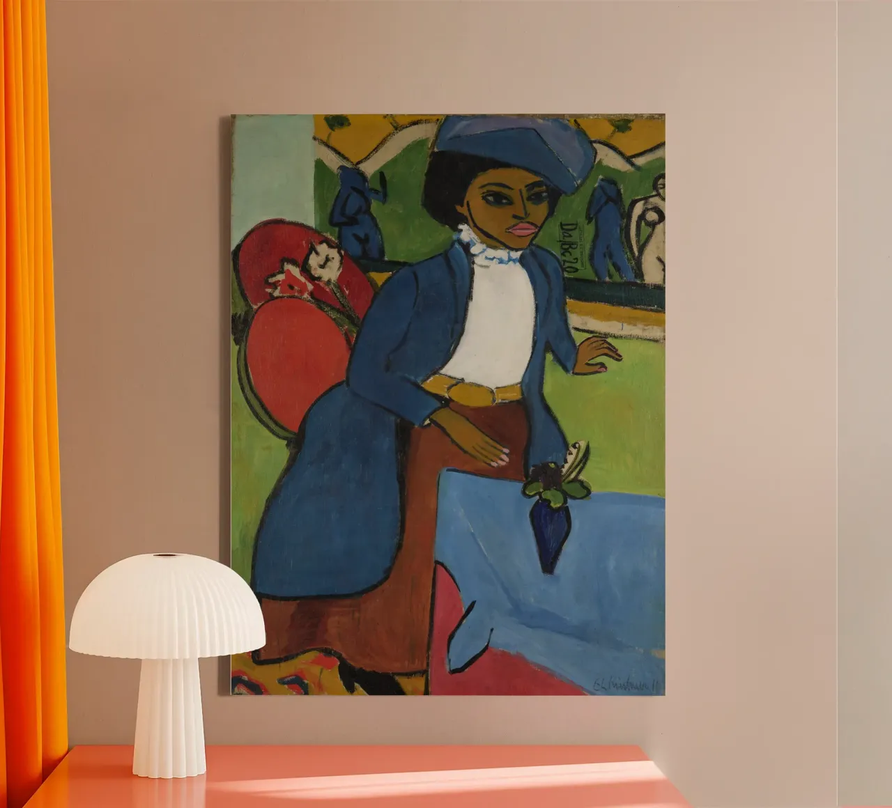 Ernst Ludwig Kirchner - Portret van een vrouw canvas met Baklijst van Timeless Artworks