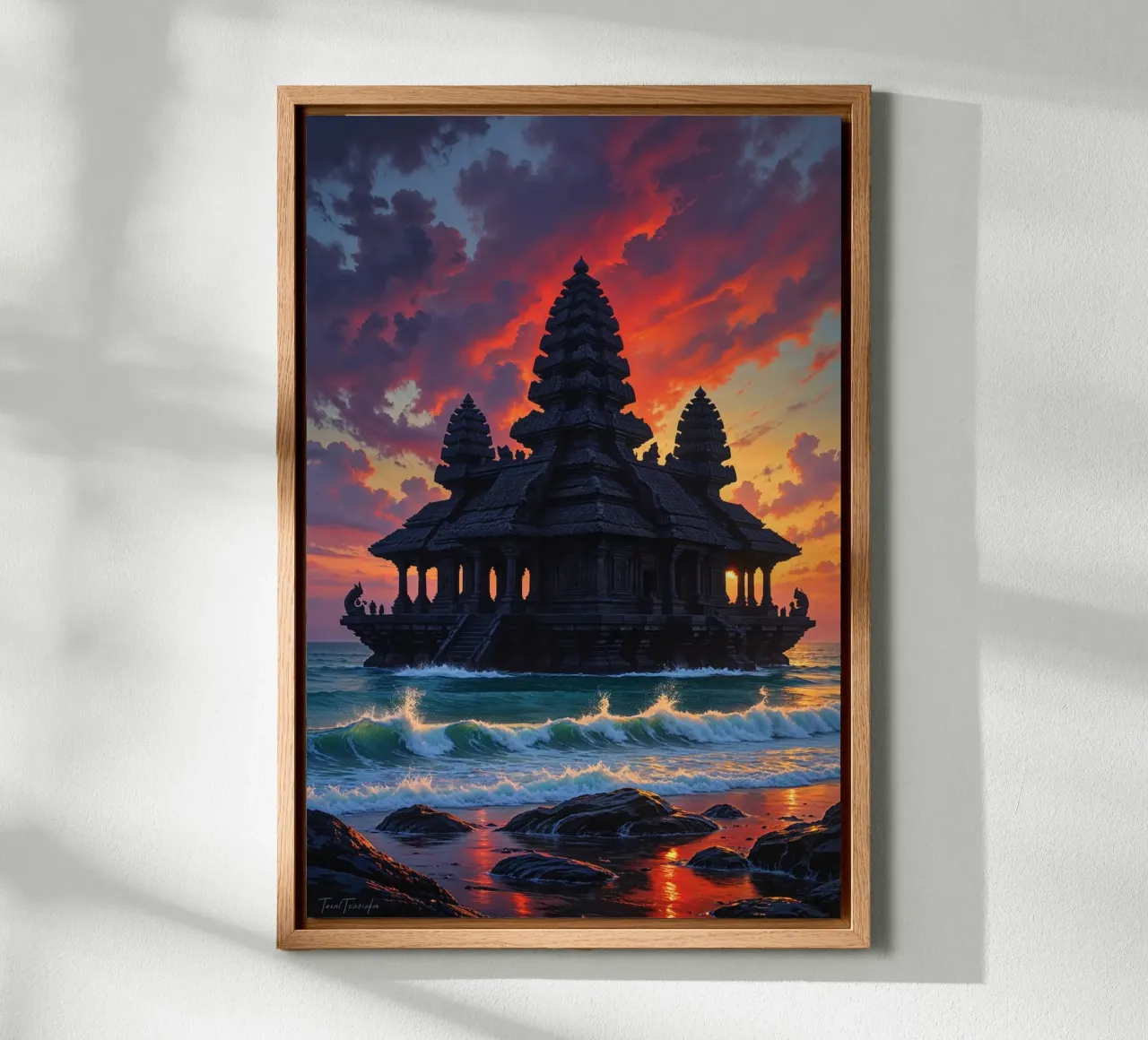 Mystical Twilight at Tanah Lot tela con Cornice a cassetta da AlbertKlee