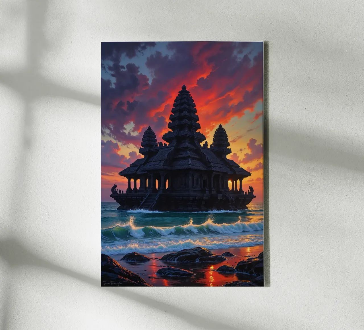 Mystical Twilight at Tanah Lot tela con Cornice a cassetta da AlbertKlee
