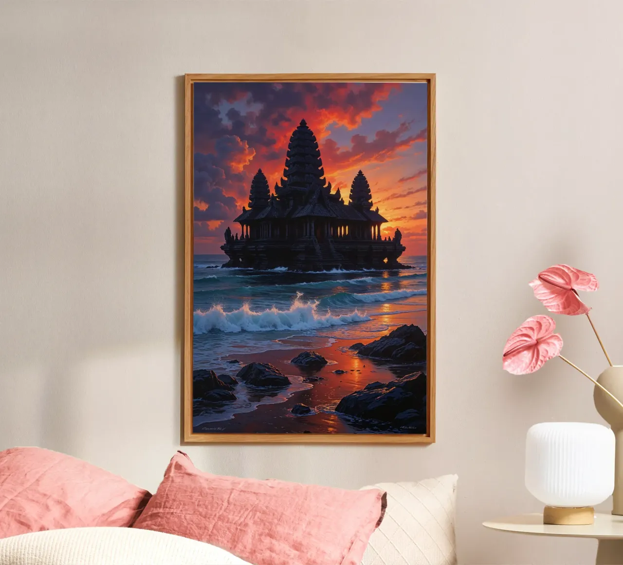 Sacred Balinese Temple at Dusk alluminio dibond da AlbertKlee